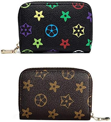 Leather Credit Card Holder Zipper Wallet Coin Purse with 10 Slots
