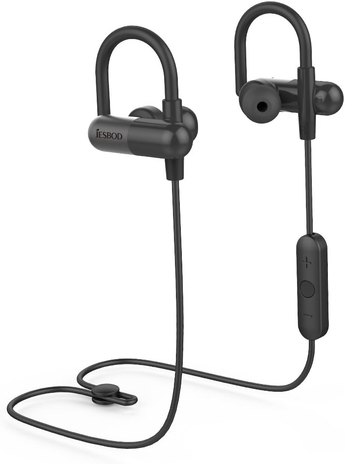 JESBOD QY11 Wireless Headset Bluetooth 4.1 with Mic IPX4 Sweatproof Noise-Canceling for Running.