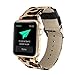 For Apple Watch Band 38MM, HP95(TM) Fashion Classic Leopard Leather Canvas iWatch Wrist strap For Apple Watch 38mm (Brown)