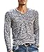 XARAZA Men's Slim Fit V-Neck Long Sleeve T-Shirt Casual Tees Tops (US-L, Black)