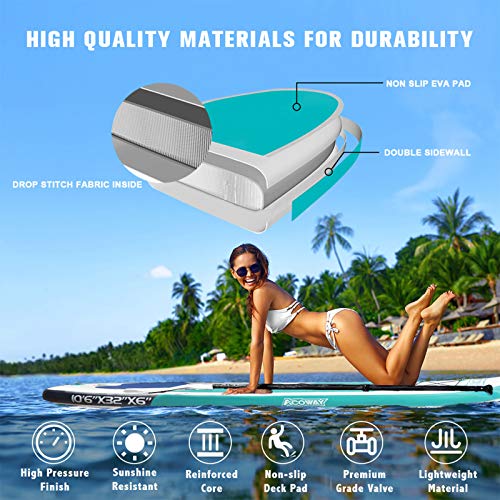 ACOWAY Inflatable Stand Up Paddle Board With Accessories Board N' Paddle