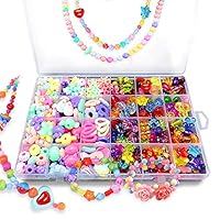 Bead KidsSet for Jewelery Making - Craft Beads Kits for Little Girls DIY Necklaces Bracelet Children Games,Gift for Kids. Jewelry Beads for Kids，Craft Bead Kit(color4),HUATK