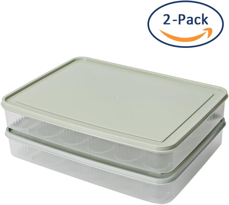Youral Egg Holder for Refrigerator, Deviled Egg Tray Carrier with Lid Fridge Egg Storage Stackable Plastic Egg Containers 24 Egg Tray 2 Packs