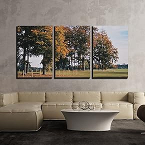 3 Piece Canvas Wall Art - Landscape of Countryside with Trees - Modern Home Art Stretched and Framed Ready to Hang - 16"x24"x3 Panels