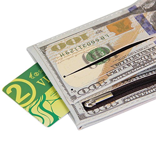 Cai Men Us Dollar Bill Wallet Billfold Leather Credit Card Photo Holder Li (100 Golden)