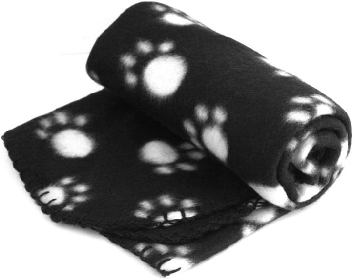 WZYuan Puppy Blanket Paw Prints Pet Cushion Small Dog Cat Bed Soft Warm Sleep Mat (Black) : Pet Supplies