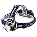 Max 2000 Lumens Adjustable LED Headlamp Headlight, Zoomable Spot Light Flood Light, Handsfree Waterproof Flashlight for Camping Running Hiking Reading Cycling Hunting Fishing, Grey