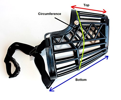 Basket Cage Dog Muzzle Size 5 - LARGE - Adjustable Straps - BLACK, by Downtown Pet Supply
