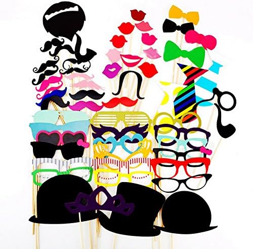 iFun iCool Photo Booth Props 58 PC Dress-up Accessories DIY Kit for Wedding Birthday Xmas Party