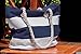 Beach Bag With Inner Zipper Pocket Medium To Large Sized Mesh Cotton Striped Tote Bag and Bonus Phone Dry bag