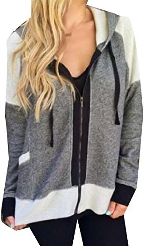 Mirror Women's Open Front Hoodie Slim Fit Splicing Bomber Jacket As picture X