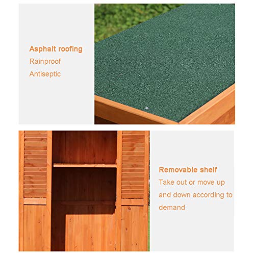 ZHOUAICHENG Gartenschrank Gartengarten Rasenschrank Antiseptisches Holz Asphaltdach Wetterbeständig Mehrschichtiger… – Bild 6