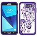 Samsung Galaxy J7 Perx Case,Galaxy J7 2017,Galaxy J7 V 2017 Case,Yiakeng Shockproof Protection Tough Rugged Dual Layer Armor Case Cover for Samsung Galaxy J7 Sky Pro / J7V (Purple Flower)