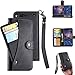 Essential Ph-1 Case, Essential Phone Wallect Case, [Wallet Stand] Flip Magnetic 6 Cards Slot/Cash Pocket PU Leather Cover with Wrist Strap and Oil Edge Making for Essential Phone PH-1 (Black)