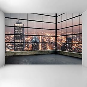Wall Mural 3D Cityscape Removable Wallpaper Wall Sticker for Bedroom Living Room - 66x96 inches