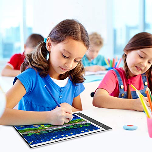 A4 Light Pad,Norbase Ultra-Thin Portable Tracing LED Copy Board Table,Adjustable USB Power Light Box Tracer for Drawing,Sketching,Animation,Stenciling,Calligraphy with 12 Color Pencils - Thumbnail 5