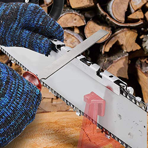 10 Piece Chainsaw Sharpening & Filing Kit, Includes :5/32, 3/16, 7/32 Round Files, 6 Inch Flat File, Depth Gauge, Filing Guide Holder, Hardwood Handle, Tool Set Pouch for Sharpening Saw Chain Blades