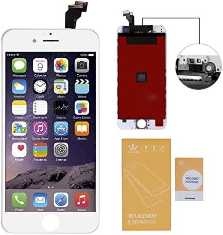 WEELPOWER LCD Touch Screen Digitizer Glass Replacement Assembly for iPhone 6 with Repair Tool(White)