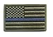Green US Flag Thin Blue Line Patch for Police and Law Enforcement with Hook/Loop Backing