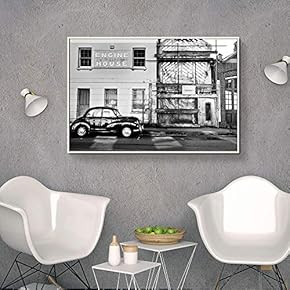 Floating Framed Canvas Wall Art for Living Room, Bedroom Black and White Building Canvas Prints for Home Decoration Ready to Hang - 16x24 inches