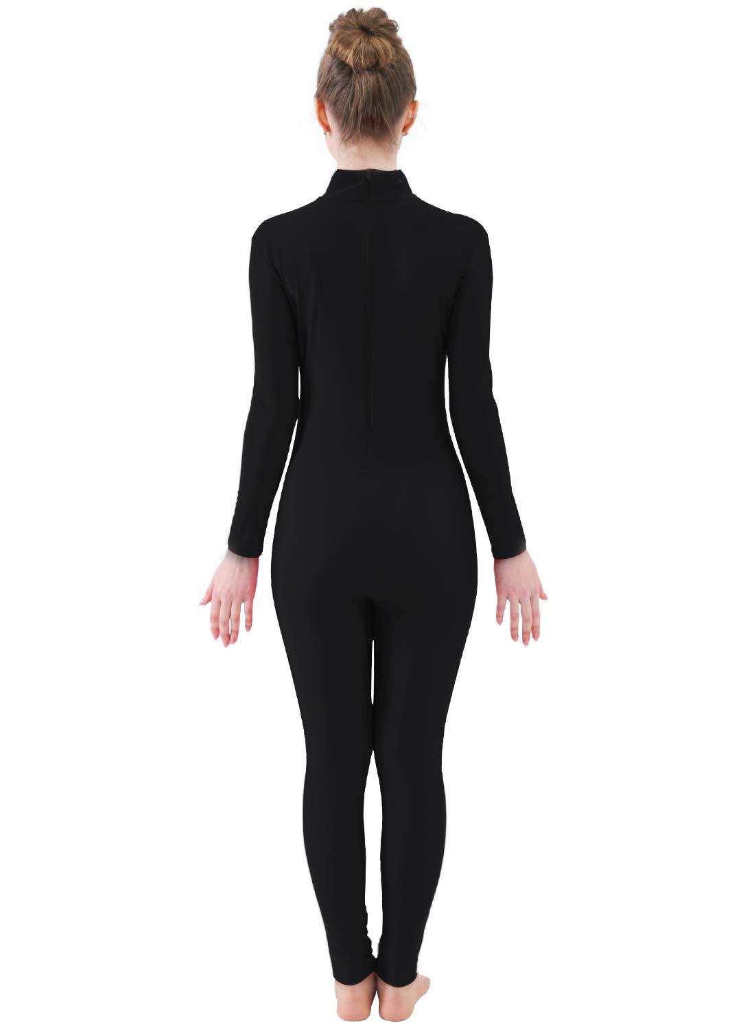 Buy Ensnovo Womens Turtleneck Spandex Long Sleeve Front Zipper Footless Unitard