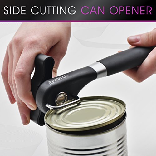 Taisk 1 Day Sale PowerLix Stainless Steel Manual Soft Grips Handle, Ergonomic Smooth Edge, Side Cutting can Opener, Lid Lifter That Won't T, Canopener