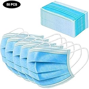 Ye Wang Muffola per Il Viso, Filtro per la Protezione del Viso Protezione Non Tessuta a 3 Strati, Copertura Anti-inquinamento Anti-Fumo per Esterni 50 Pezzi