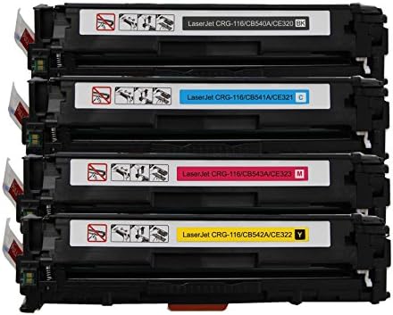 Color4work 4 Pack CB540A/CB541A/CB542A/CB543A 125A Replacement Compatible Toner Cartridge for HP LaserJet CP1525n CP1525nw CM1415fn CM1415fnw, Canon MF8080cw Series Printer