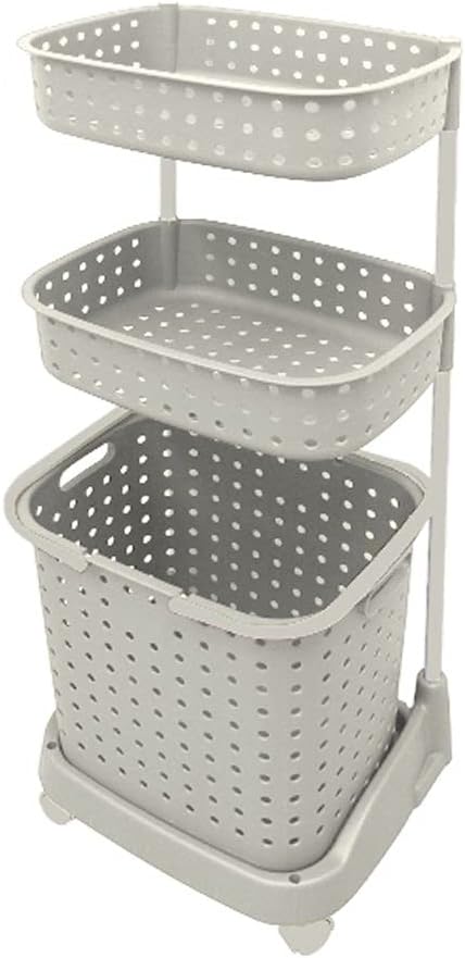 Amazon Weimall ランドリーバスケット 3段 77l 大容量 洗濯かご キャスター付き 浴室 洗濯物 収納 ランドリーラック ランドリー バスケット ホワイト ランドリー収納 オンライン通販