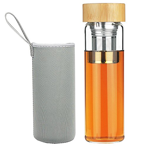 FCSDETAIL Borosilicate Glass Tea Tumbler with Infuser and Strainer