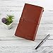 Leather Journal, Vintage Refillable Travelers Notebook with Line Paper+ 1 PVC Zipper Pocket +18 Card Holder for Women 4.7 X 7.9in (Brown)