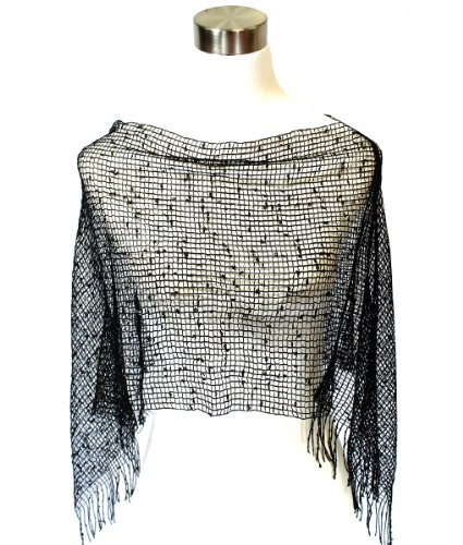 Modadorn Spring/Summer Poncho Netting with Fringe Shawl