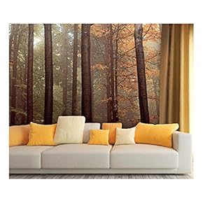 Large Wall Mural - Oil Painting Style Landscape with Tall Trees in Forest | Self-Adhesive Vinyl Wallpaper/Removable Modern Wall Decor - 66x96 inches