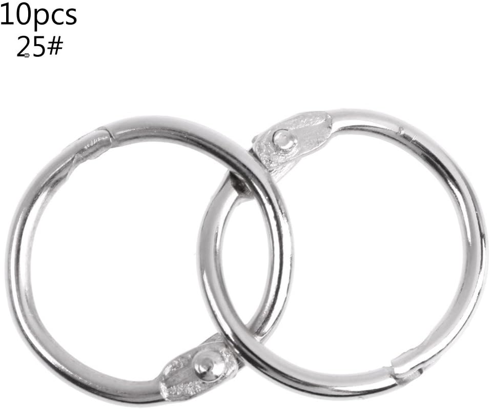 Metal Loose Leaf Book Binder Hoop, Wanfor Ring Multifunctional Keychain Circle DIY Album (25mm)
