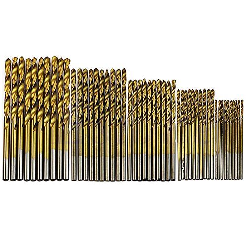 50Pcs Plating Titanium Coated Metal HSS High Speed Steel Drill Bit Set Tool