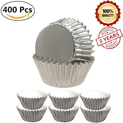 Silver Cupcake Liners Foil 400 Pieces Cupcakes Wrappers for Wedding Cake Baby Shower