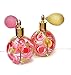 Large Glass Empty Perfume Bottle Atomizer with Sprayer Bulb and Painted Pink Roses