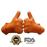#1 Silicone Gloves for Cooking, BBQ and Grilling! These XL Heat Resistant Gloves Make for Great Meat Claws or Kitchen Baking Mitts!