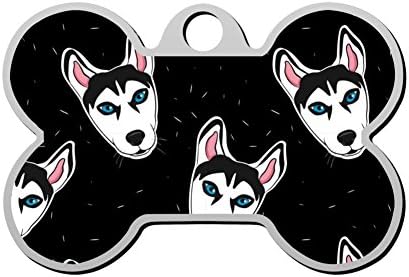 Husky Black Pet ID Tags Dog Tag Cats Zinc Alloy Round Shaped Identity Pendant Trendy Pets Nacklace Duplex Printed - DIY Design for Puppy Kitten