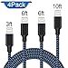 Lightning Cable,ONSON Charger Cable 4Pack 3FT 6FT 6FT 10FT to USB Syncing and Charging Cable Data Nylon Braided Cord for iPhone 7/7 Plus/6/6 Plus/6s/6s Plus/5/5s/5c/SE and more (Black&Blue)