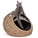 D+GARDEN Wicker Cat Bed Dome for Medium Indoor Cats – a Covered Cat Hideaway Hut of Rattan Houses Pets in Dome Basket, Washablethumb 2
