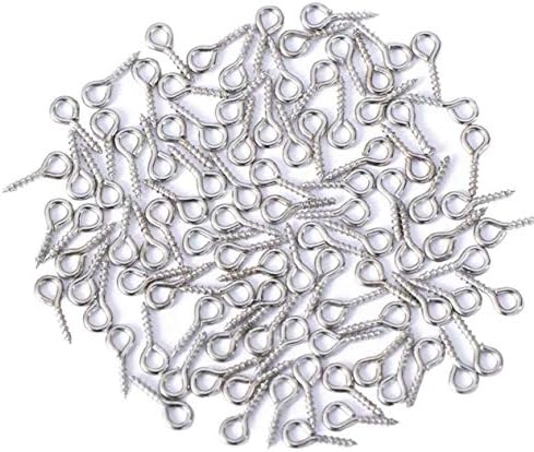 50Pcs Mini Tone Screw Eyes Pin Silver Plated Eyepins Hooks Eyelets Screw Threaded Bails Findings Clay Jewellery Making DIY Crafts Pendant Making