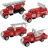4 Cars in 1 Set Die - Metal Playset Toy Vehicle Models - Diecast Fire Truck Toy Emergency Vehicles - Mini Model Playset Preschool Learning Toys Set for Boys Kids