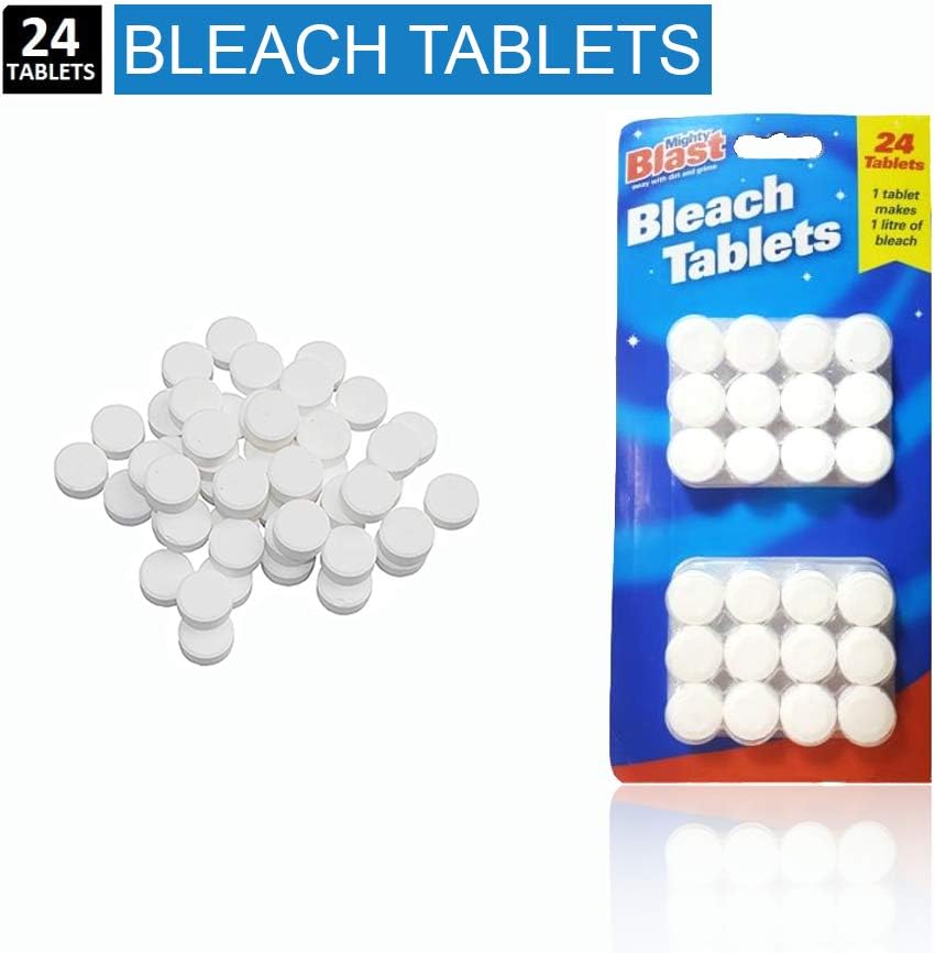 Bleach Tablets for Toilet Cleaning Chlorine Tablets for Hot Tub Swimming Pool Bleach Granules Tank Stain Remover Disinfectant Multi-functional (Pack contains 24 Tablets)