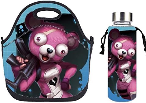 PalyTLing Fort-nite Cuddle Team Leader Lunch Bag Insulated Neoprene Lunch Bento Box Waterproof Tote Bag with Zipper for Kids, Women and Men