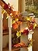 Collections Etc. Colorful Fall Lighted Decorative Harvest Garland with Leaves and Amber Lights