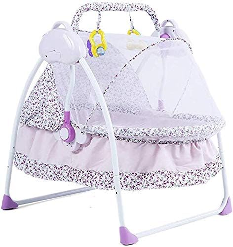 ETERLY Infant Bouncers Balance Electric Toddler Rocker Baby Cot Intelligent Automatic Folding Baby Baby Cradle Bed (Color : Purple) (Color : Purple)
