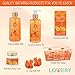 LOVERY Spa Gift Basket - Orange & Mango Scent - Luxury Mother's Day Gift - 7 Piece Bath & Body Set For Women & Men, Contains Shower Gel, Bubble Bath, Body Lotion, Bath Salt, 2 Poufs & Handmade Basket