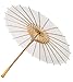Luna Bazaar 32-Inch White Paper Parasol Umbrella - Chinese/Japanese Paper Umbrella - for Weddings and Personal Sun Protection