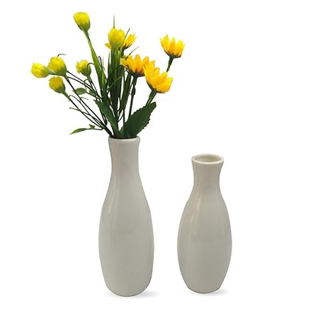 Buy 2 Piece Little White Vase Set Couple Flower Bud Vases Mini
